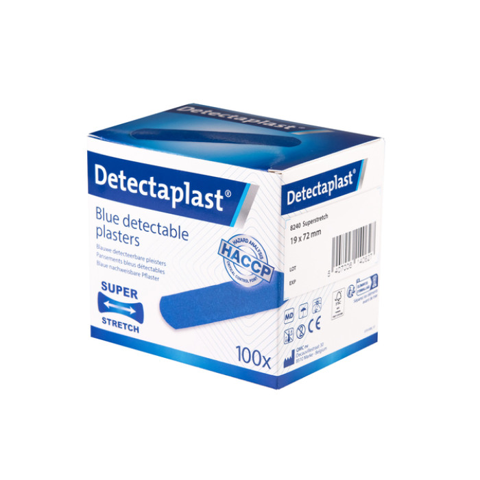 Elastische blauwe textielpleister Detectaplast 19x72mm 100 stuks