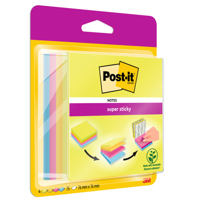 Memoblok Post-it 2014 Super Sticky 76x76mm smart kubus Rio 300 vel