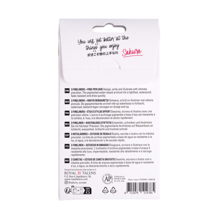 Fineliner Sakura Pigma Micron Black Edition set à 3 breedtes + gratis etui