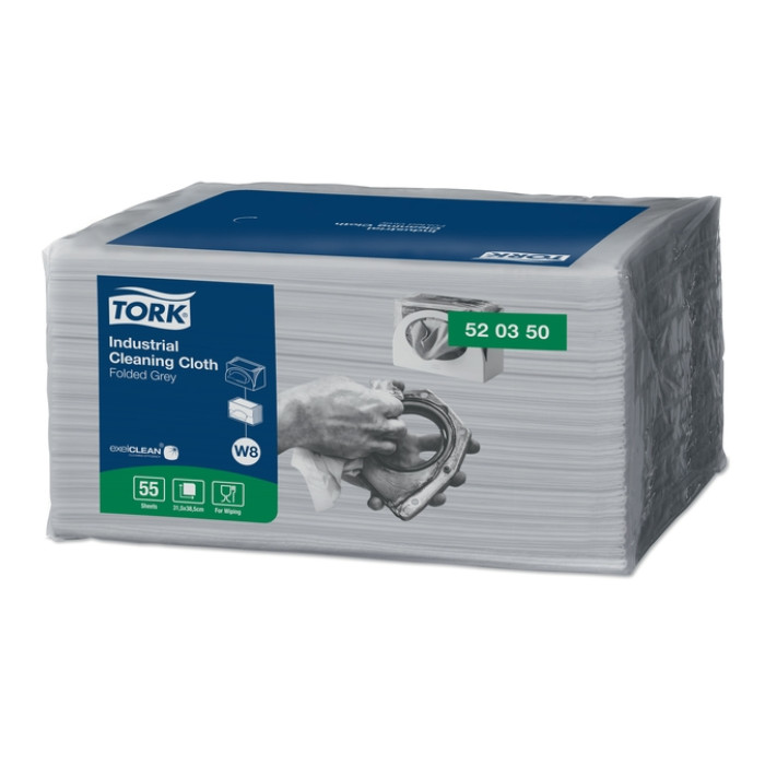 Reinigingsdoek Tork W8 Premium Industrial 1-laags 55 vel grijs 520350