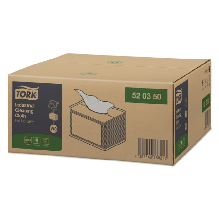 Reinigingsdoek Tork W8 Premium Industrial 1-laags 55 vel grijs 520350