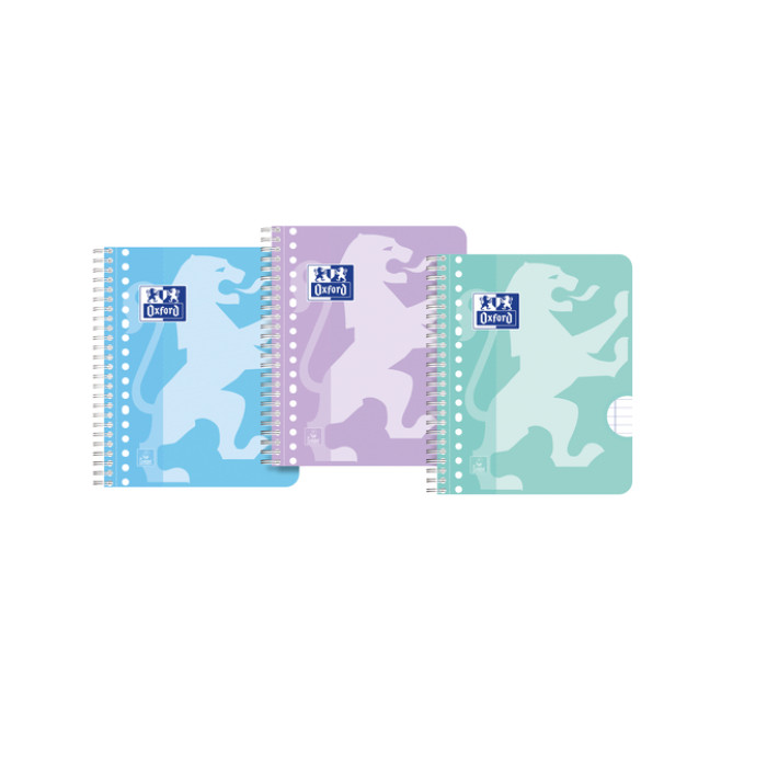 Collegeblok Oxford School A5+ lijn 17-gaats 160 pagina's 80gr pastel assorti 3 stuks