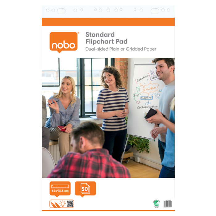 Flipoverpapier Nobo standaard 65x95cm dubbelzijdig rol 50vel