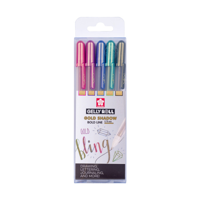 Gelschrijver Sakura Gelly Roll Gold Shadow set à 5 kleuren