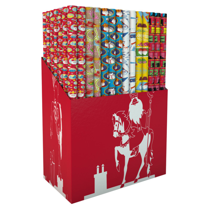 Inpakpapier sint 250x46,5cm assorti