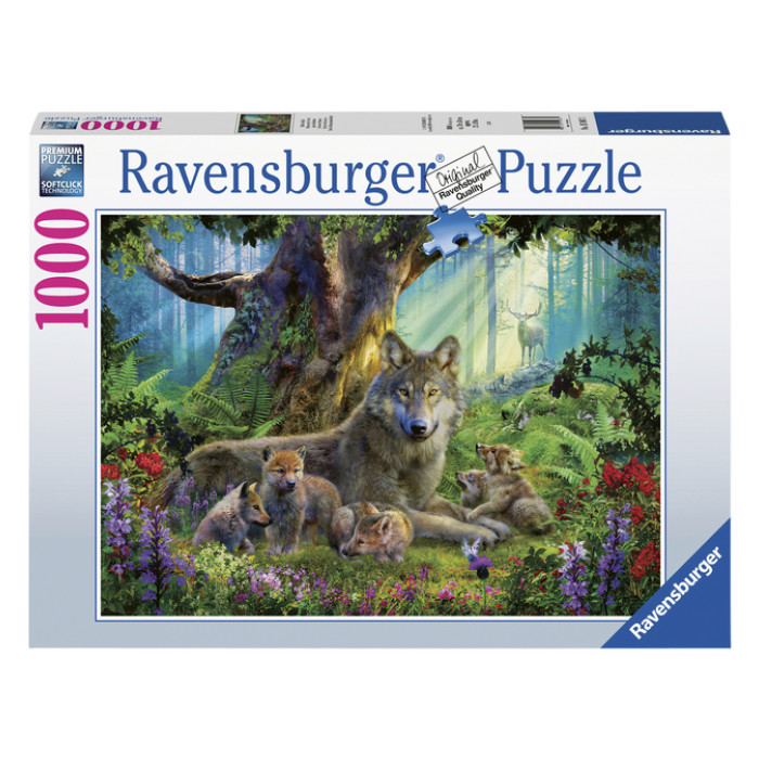 Puzzel Ravensburger Familie wolf in het bos 1000 stukjes