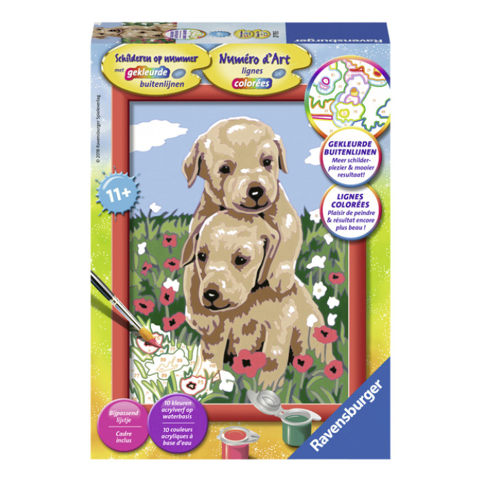 Schilderen op nummer Ravensburger Knuffelende puppies