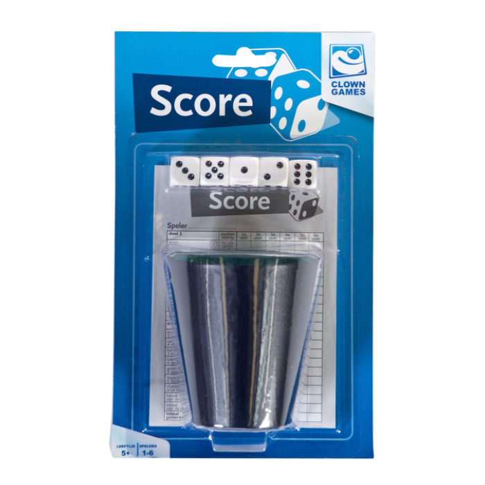 Spel dobbelset en scoreblok Clown