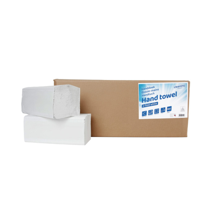Handdoek Cleaninq Z-vouw 2-laags 225x220mm 20x200 wit
