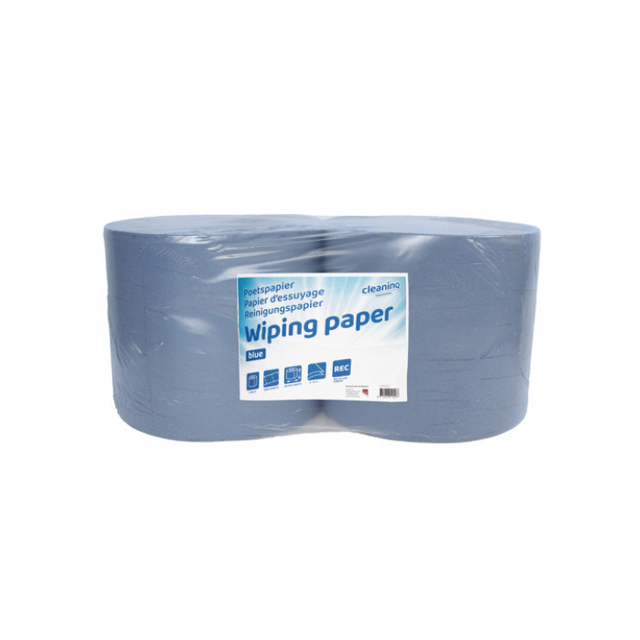 Poetspapier Cleaninq industrie 2-laags 26cmx380m blauw
