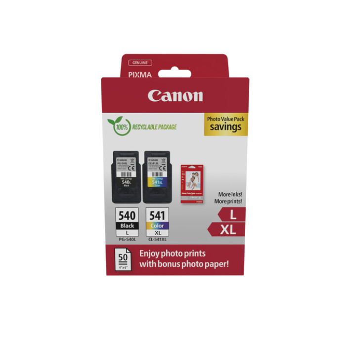 Inktcartridge Canon PG-540L CL-541XL zw+kl+papier