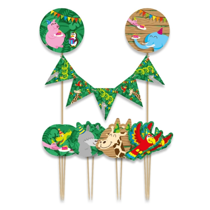 Cake decoratie Jungle 9 stuks