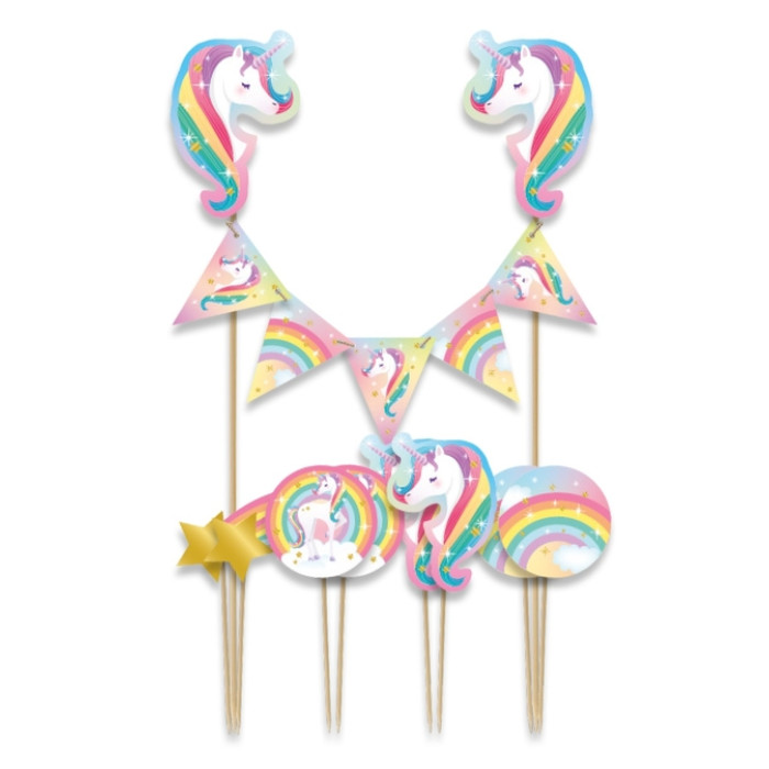 Cake decoratie Unicorn 9 stuks