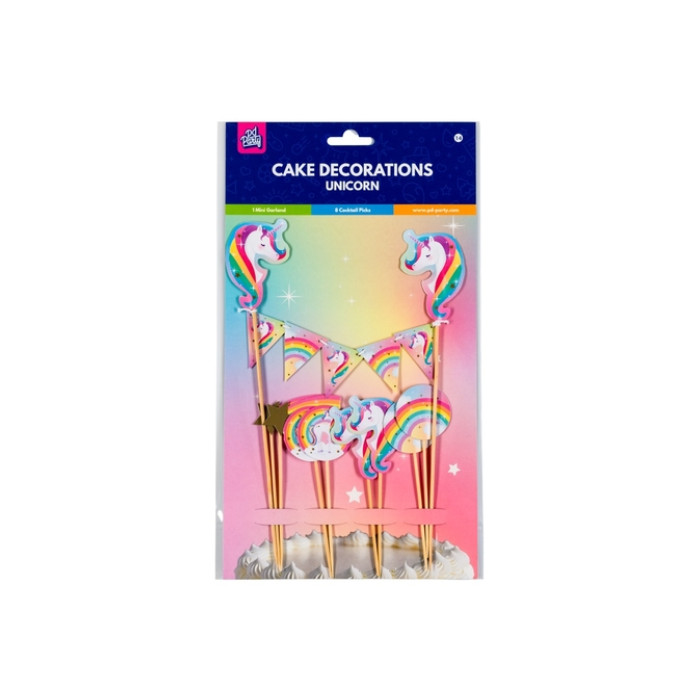 Cake decoratie Unicorn 9 stuks