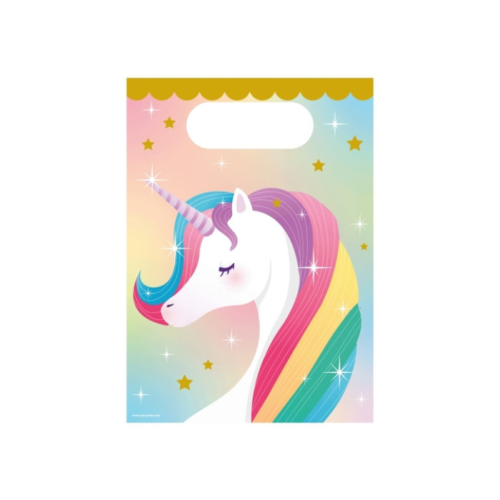Cadeau tasjes Unicorn papier 23x16,5cm 6 stuks