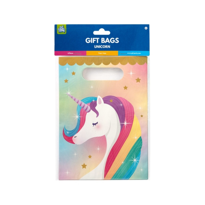 Cadeau tasjes Unicorn papier 23x16,5cm 6 stuks
