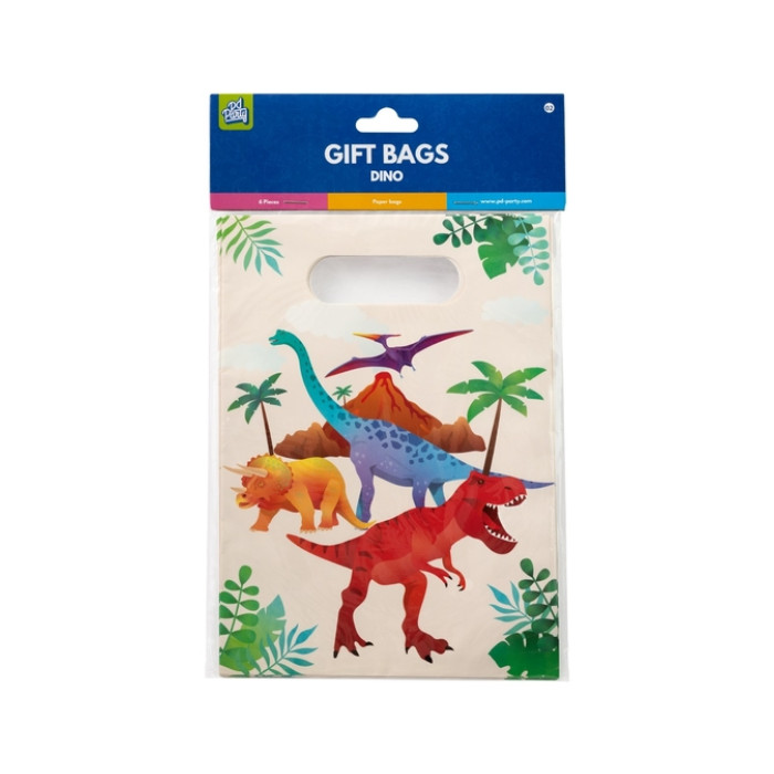 Cadeau tasjes Dino papier 23x16,5cm 6 stuks
