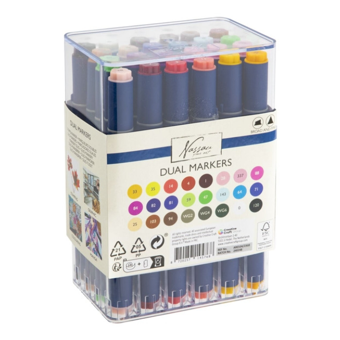 Alcoholmarkers Nassau Arts duopunt set à 24 kleuren