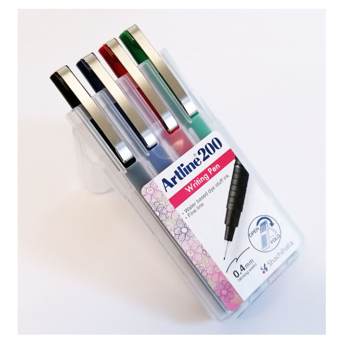 Fineliner Artline 200 rond fijn asssorti 4 stuks