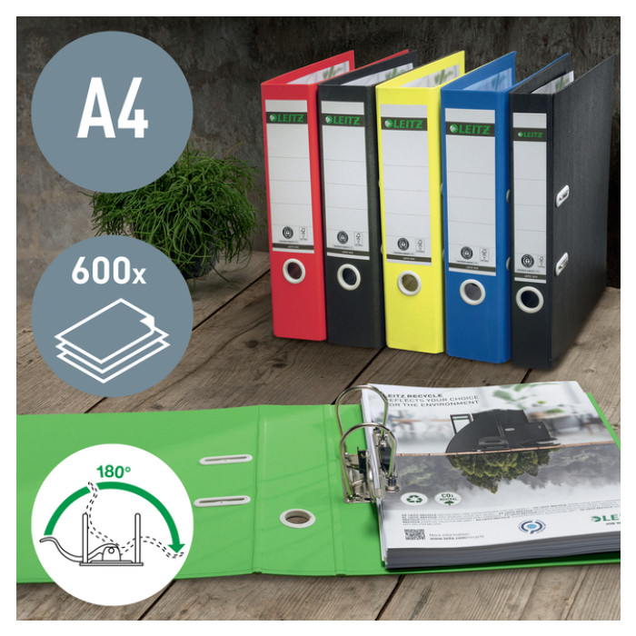 Ordner Leitz 180° Recycle 80 mm karton A4 groen