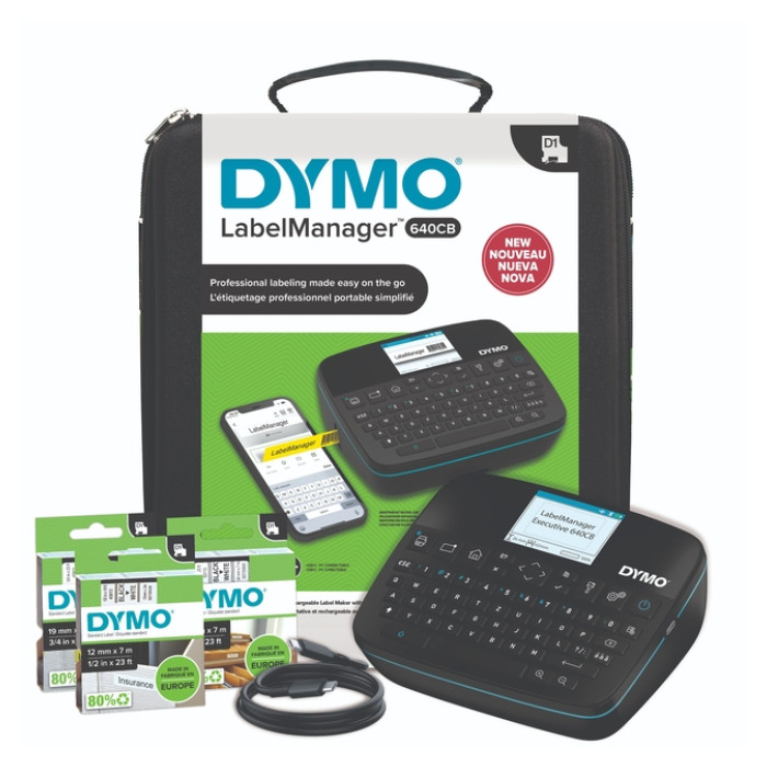 Labelprinter Dymo LabelManager Executive 640CB draagbaar qwerty 24mm zwart in koffer