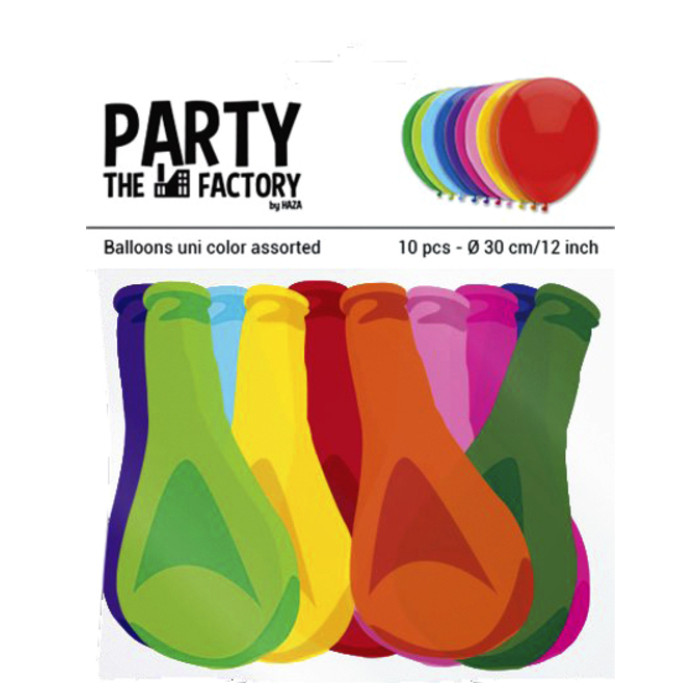 Ballon Haza uni 30cm 10 stuks assorti