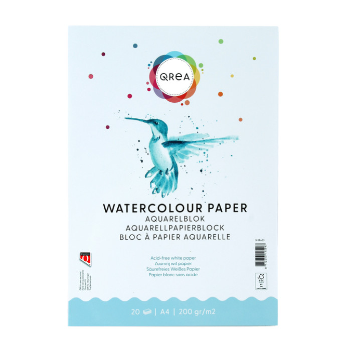 Aquarelblok Qrea A4 20vel 200gr gelijmd