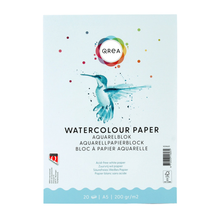 Aquarelblok Qrea A5 20vel 200gr gelijmd