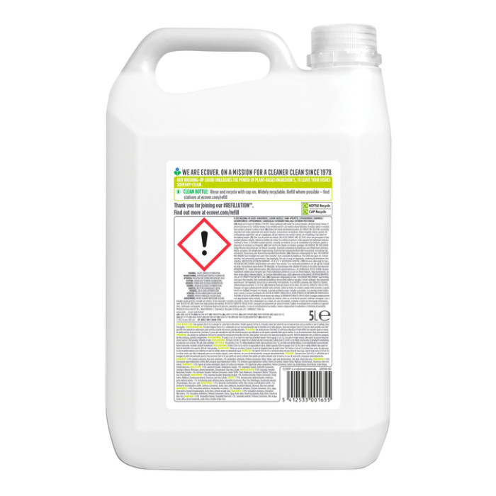 Afwasmiddel Ecover citroen & aloƫ vera navulling 5L