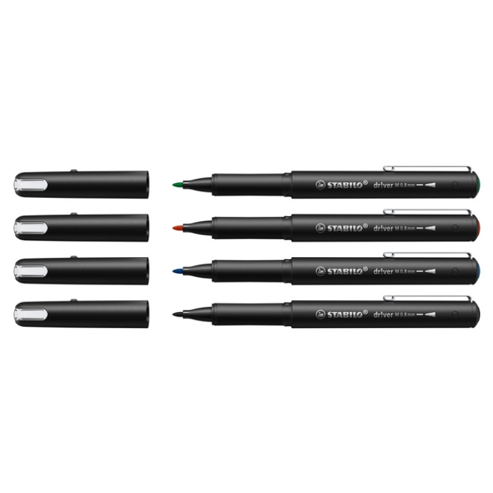 Fineliner STABILO dr!ver medium assorti 4 stuks