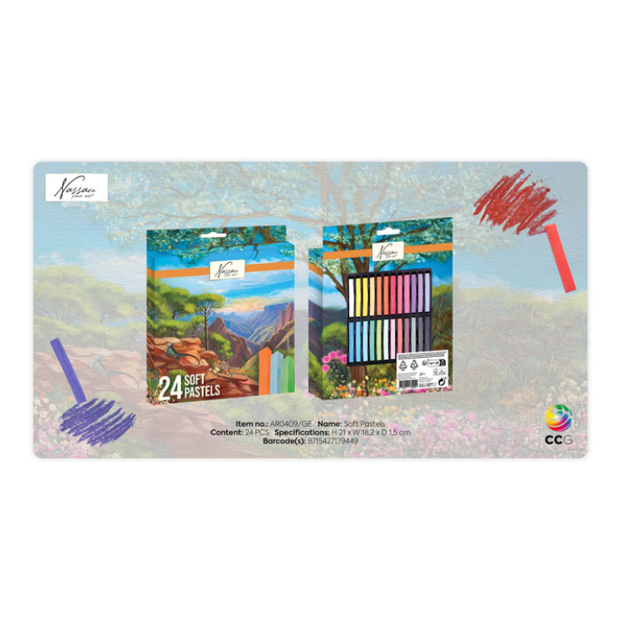 Pastelkrijt Nassau fine art zacht blister 24 stuks assorti