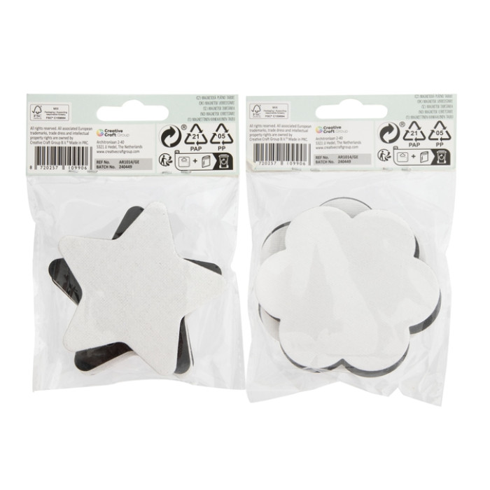 Canvas Nassau fine art ster en bloem 7,5cm magnetisch 4 stuks
