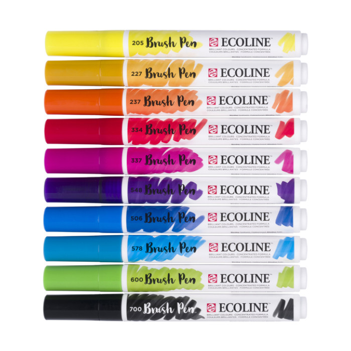 Brushpen Talens Ecoline set à 10 stuks primair