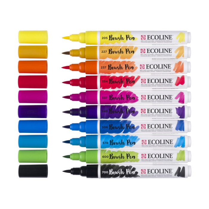 Brushpen Talens Ecoline set à 10 stuks primair