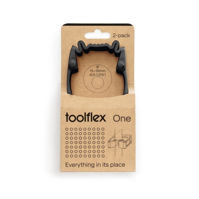 Wandhouder Toolflex One 2 klemmen met adapter ø 15/35 mm zwart