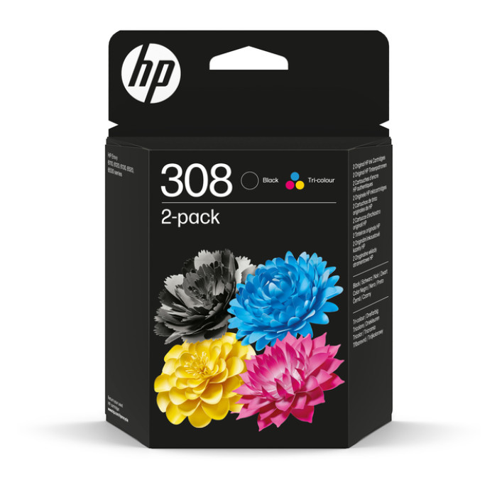 Inktcartridge HP 6L6S6UE 308 zwart + 3 kleuren