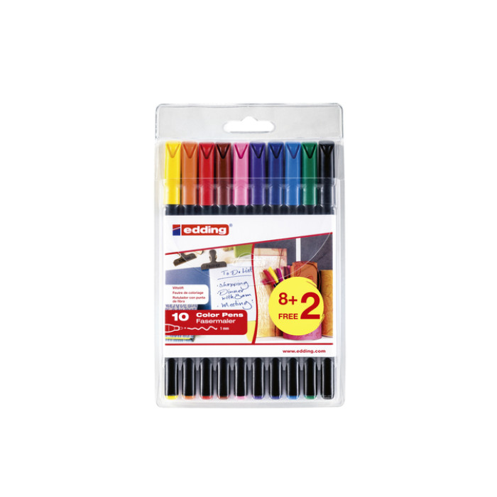 Fineliner edding 1200 fijn assorti set à 8+2 gratis