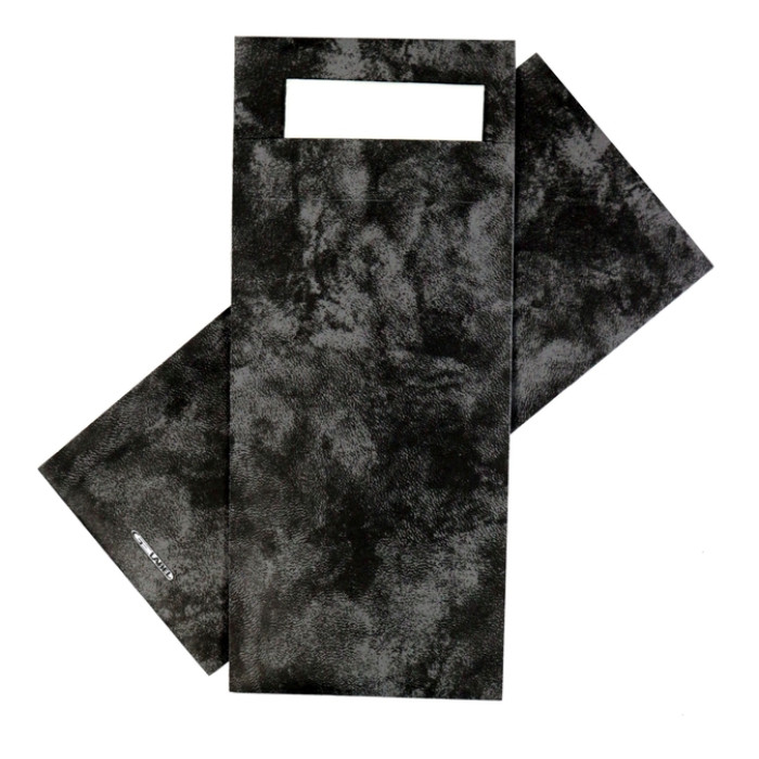 Bestekzakje IEZZY 190x85mm zwart gemarmerd met wit servet 500st