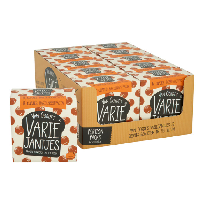 Hazelnootpasta VarieJantjes 12x15 gram cupjes