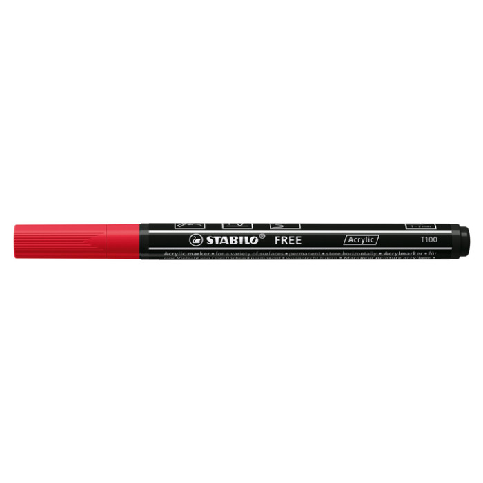 Acrylmarker STABILO  Free Acrylic T100 karmijnrood