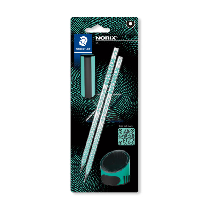 Potlood Staedtler Norix HB blister à 2 stuks zwart-groen