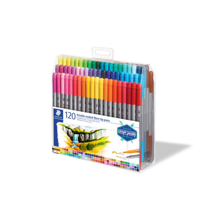 Kleurstift Staedtler 3200 dubbele punt fijn en ultrafijn etui à 120 kleuren