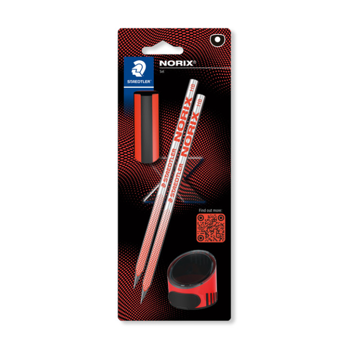 Potlood Staedtler Norix HB blister à 2 stuks zwart-koraal