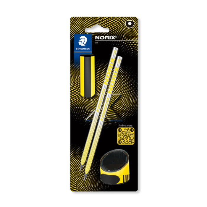 Potlood Staedtler Norix HB blister à 2 stuks zwart-geel