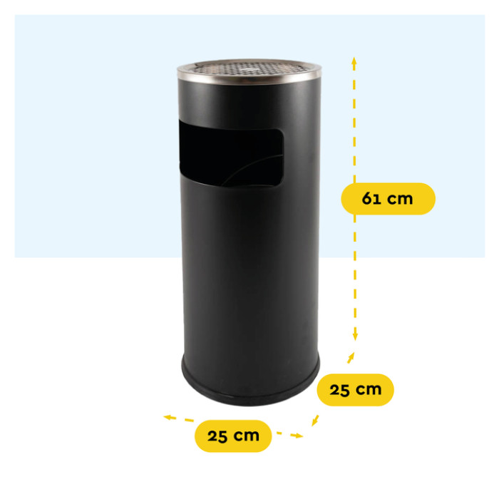 Afvalbak met asbak BRASQ 11 liter AT500 zwart