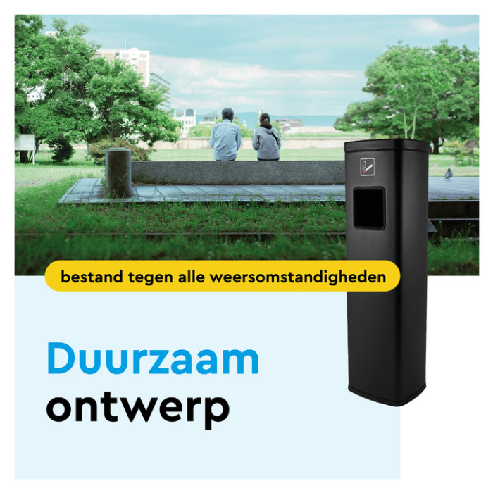 Afvalbak met asbak BRASQ 20 liter AT400 zwart