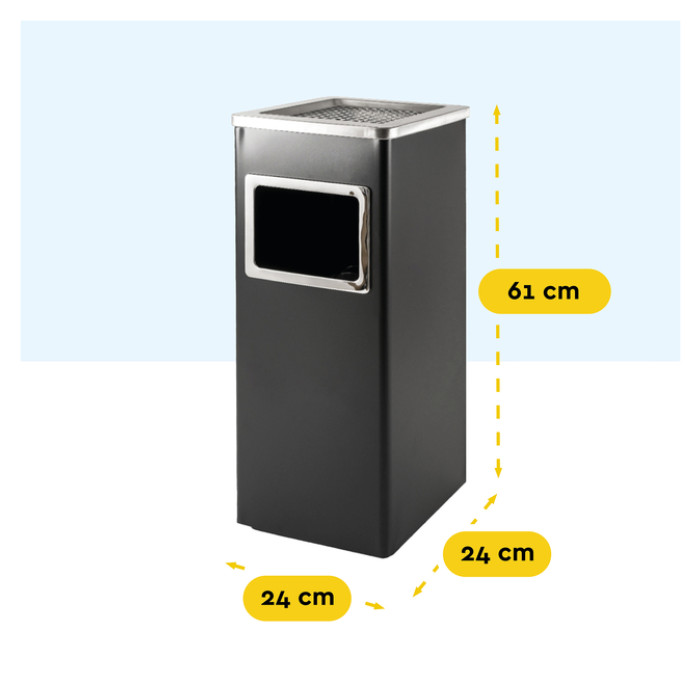 Afvalbak met asbak BRASQ 16 liter AT600 zwart