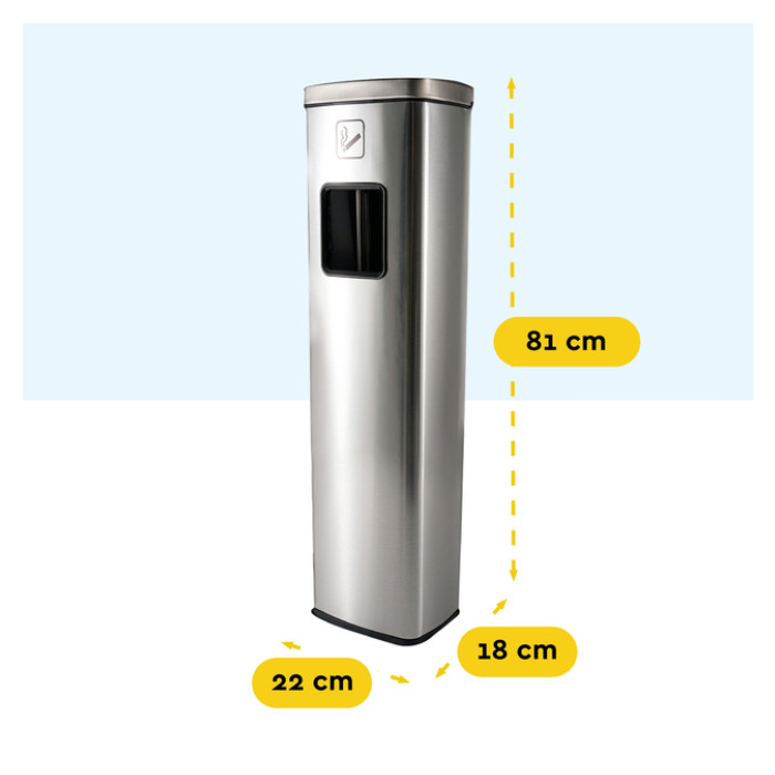 Afvalbak met asbak BRASQ 20 liter AT400 rvs