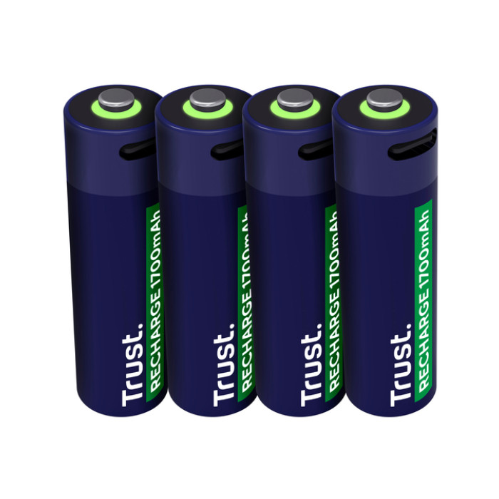 Batterij Trust USB-C oplaadbaar AA 4 stuks