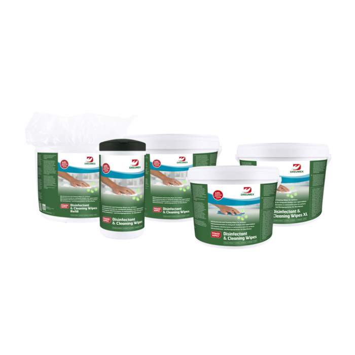 Desinfectiedoekjes Dreumex Disinfectant & Cleaning navulling 800 stuks wit
